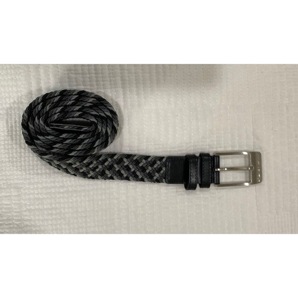 Under Armour Men's Golf Belt 49" Black Gray Braided Stretch Silver Buckle
